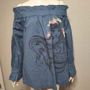 Disney Parks XL‎ Ariel Off The Shoulder Top Blue Little Mermaid